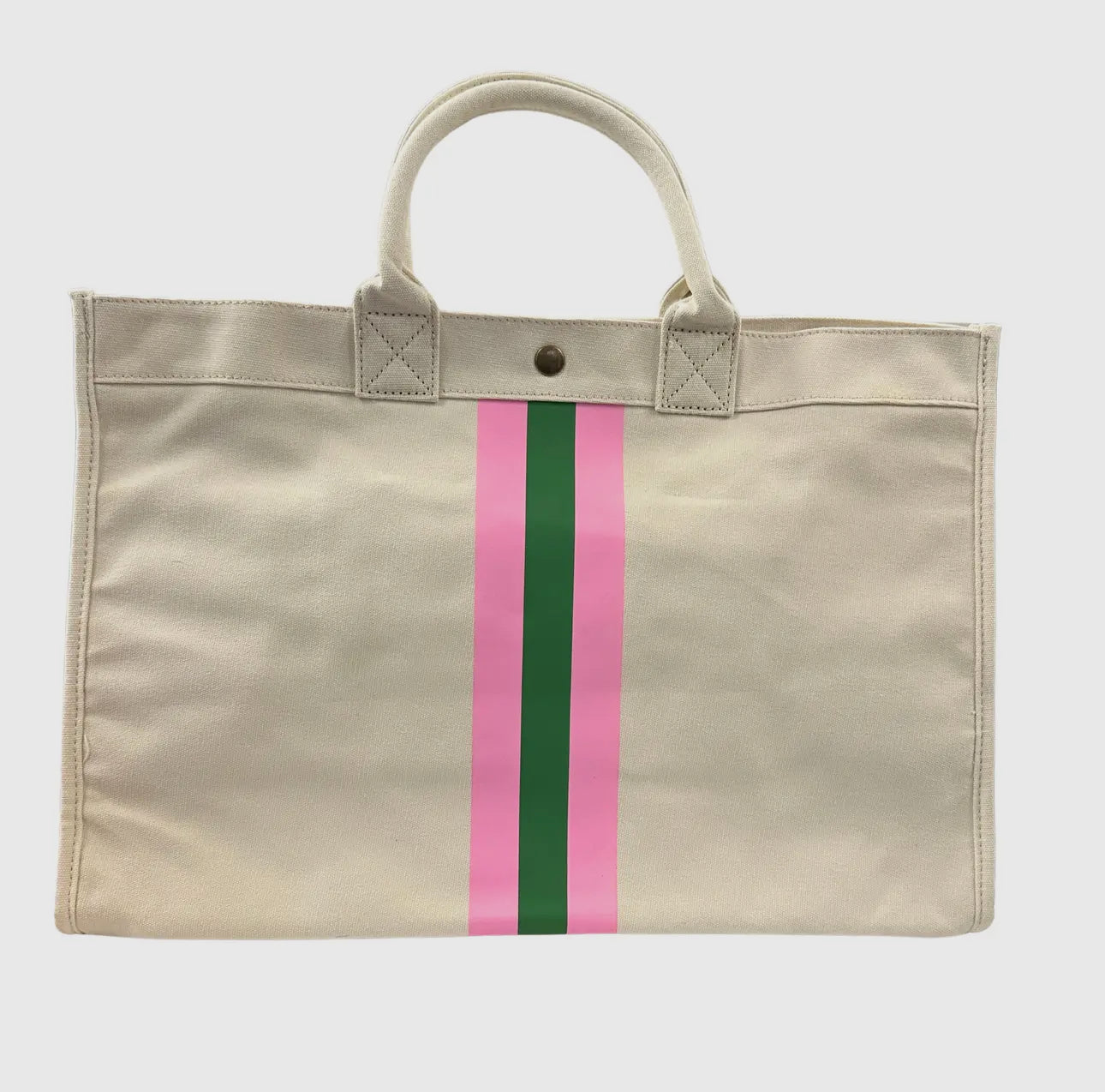 Pink & Green Striped Tote